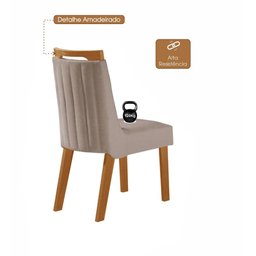 Sala de Jantar Madri Redonda 1,10 X 1,10 M com 4 Cadeiras Lottus Linho Bege Lj Móveis - 9