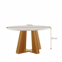 Sala de Jantar Madri Redonda 1,10 X 1,10 M com 4 Cadeiras Lottus Linho Bege Lj Móveis - 5