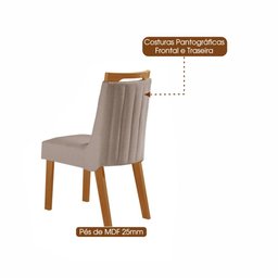 Sala de Jantar Madri Redonda 1,10 X 1,10 M com 4 Cadeiras Lottus Linho Bege Lj Móveis - 8