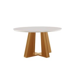 Sala de Jantar Madri Redonda 1,10 X 1,10 M com 4 Cadeiras Lottus Linho Bege Lj Móveis - 3