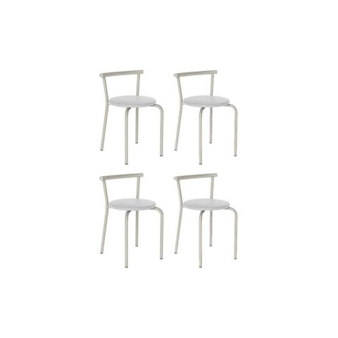 Kit 4 Banquetas Sala Jantar 105 4 Uni Prata/courano Branco - Carraro