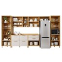 Ver imagem 4 de Cozinha Completa Modulada 7 Peças com Vidro Reflecta 15 Portas 6 Gavetas Nobre Bege/Cinamomo/Off White