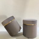 Ver imagem 1 de Kit 2 Puff Veludo Cinta Dourada:cinza