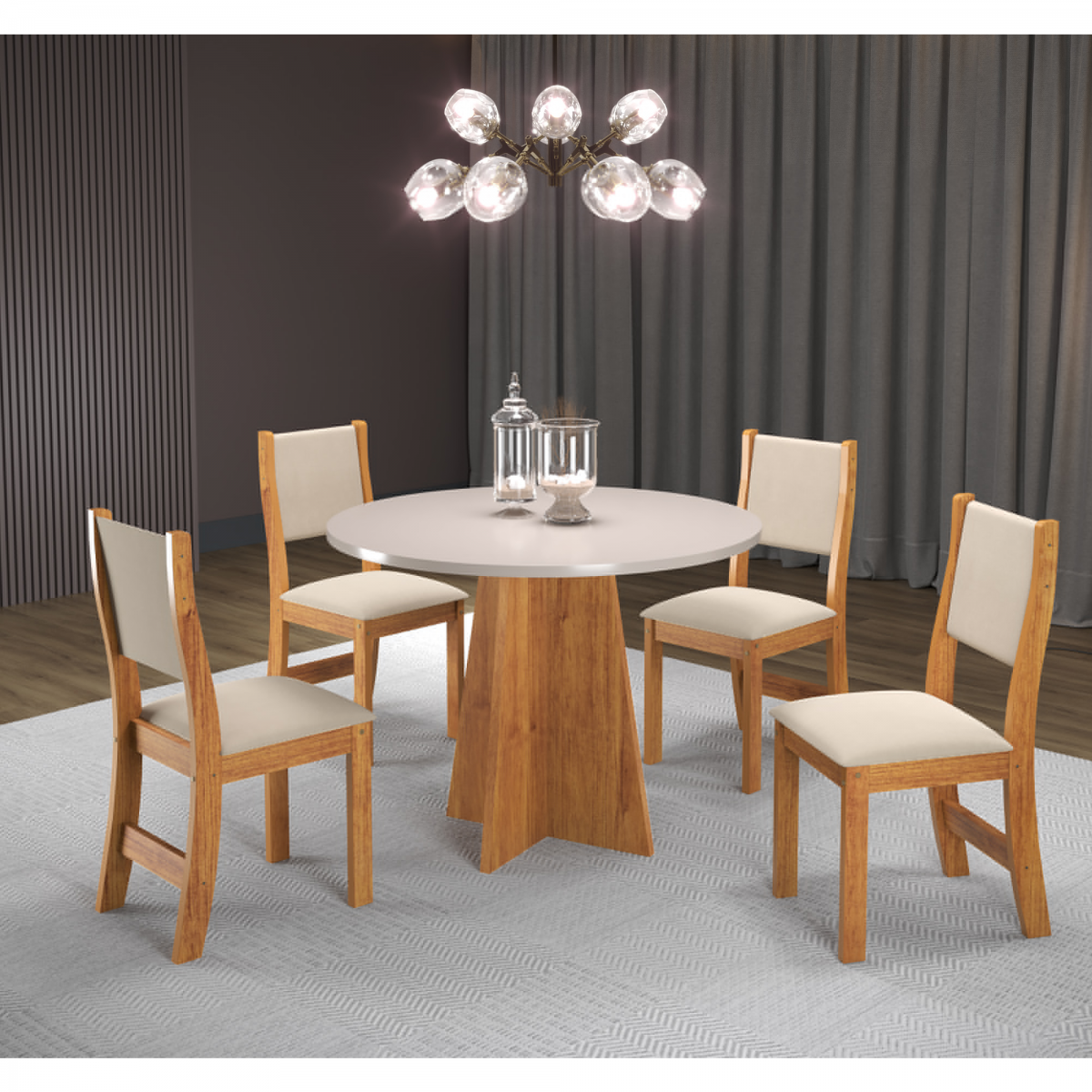 Sala de Jantar Fox C/4 Cad Sol Mel/blonde/bege