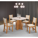 Ver imagem 1 de Mesa de Jantar Redonda 90x90 Fox com 4 Cadeiras Sol Mel/blonde/bege - Casa Giulia