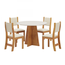 Ver imagem 2 de Mesa de Jantar Redonda 90x90 Fox com 4 Cadeiras Sol Mel/blonde/bege - Casa Giulia