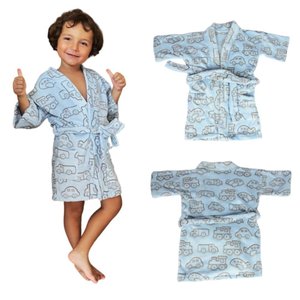 Roupão Soft Aveludado Infantil G 8 a 10 Anos Carrinhos