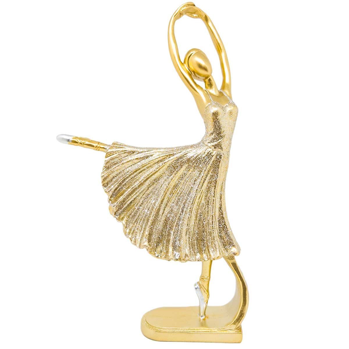 Enfeite Mesa Bailarina Decoração Estátua Objeto Decorativo Dança Sala Quarto Estatueta - Dourado Gli
