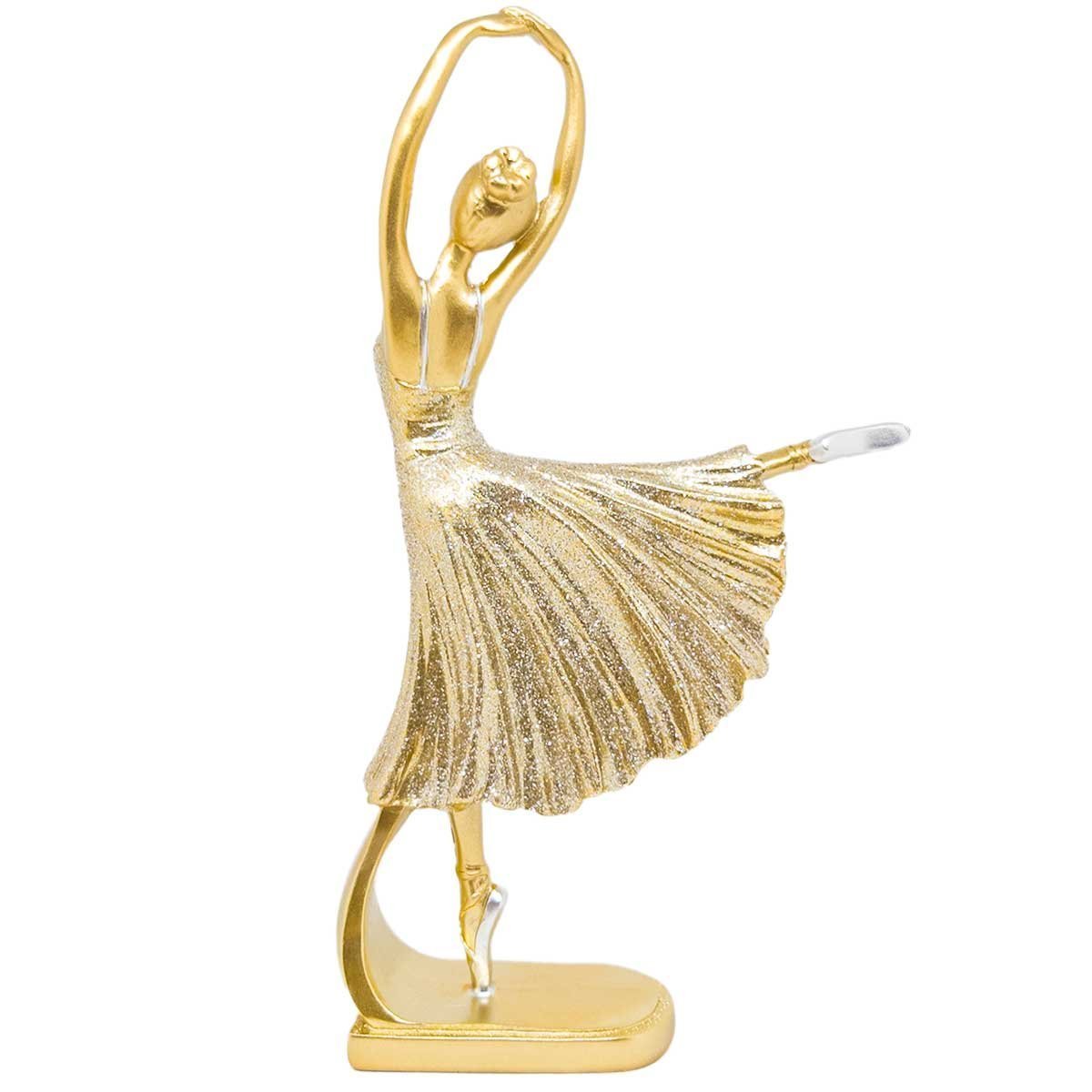 Enfeite Mesa Bailarina Decoração Estátua Objeto Decorativo Dança Sala Quarto Estatueta - Dourado Gli - 2
