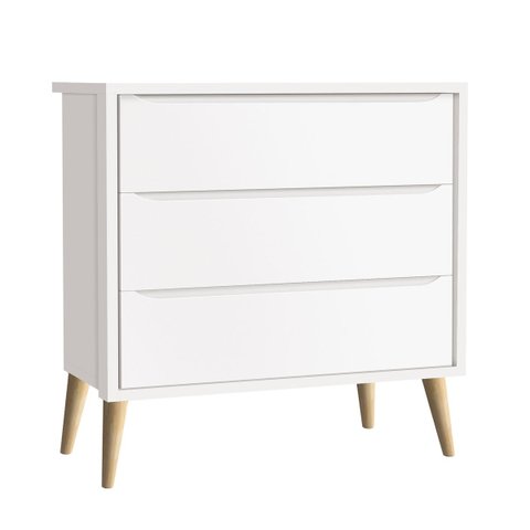 Cômoda Gaveteiro Théo New Branco Fosco com Natural - MoveisAqui