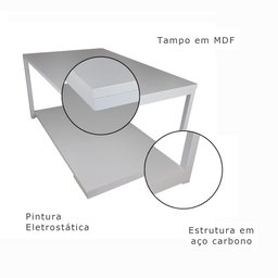 Mesa de Centro Strassis Design Sd-3090 Metal e Mdf Branca - 6