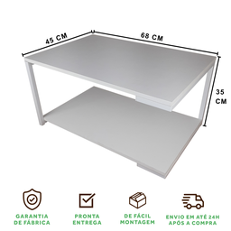 Mesa de Centro Strassis Design Sd-3090 Metal e Mdf Branca - 5