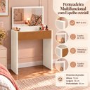 Ver imagem 2 de Escrivaninha Penteadeira Off White/Cedro com Espelho Retrátil Integrado