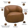 Poltrona Decorativa Giratória Orgânica para Sala Living Begur L06 Couro Caramelo - Lyam Decor - 4
