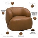 Ver imagem 4 de Poltrona Decorativa Giratória Orgânica para Sala Living Begur L06 Couro Caramelo - Lyam Decor