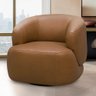 Poltrona Decorativa Giratória Orgânica para Sala Living Begur L06 Couro Caramelo - Lyam Decor - 2