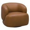 Poltrona Decorativa Giratória Orgânica para Sala Living Begur L06 Couro Caramelo - Lyam Decor - 1