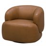 Poltrona Decorativa Giratória Orgânica para Sala Living Begur L06 Couro Caramelo - Lyam Decor - 6