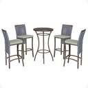Ver imagem 1 de Mesa Bistrô com 4 Banquetas Roma Marrom Corda Náutica Estofado 3 Trama Original