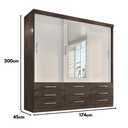 Guarda Roupa Casal Capri 3 Portas Correr 9 Gavetas C/ Espelho - 4