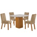 Ver imagem 2 de Conjunto Mesa de Jantar 90cm com 4 Cadeiras Estofadas Multimóveis Crrft-CON050 Madeirado/Off White/