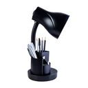 Ver imagem 1 de Luminária de Mesa Estudo Escritório Home Office Articulável Porta Lápis Caneta Bivolt E27:Preta