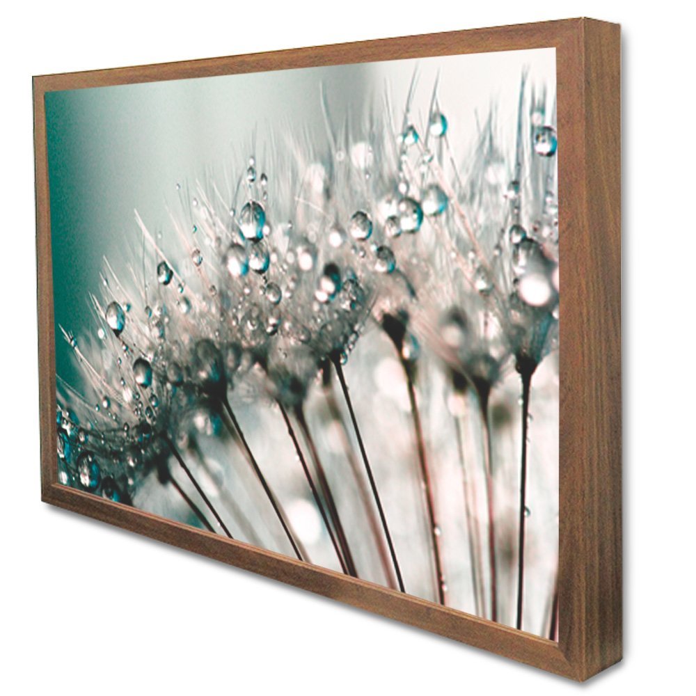 Quadro Decorativo Caixa Alta com Vidro Floral Dente de Leão TaColado Moldura Madeira 90 x 60cm - 1