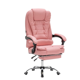 Cadeira Presidente Rosa com Massagem Couro Ecológico Home Office - 2