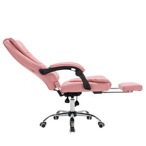 Cadeira Presidente Rosa com Massagem Couro Ecológico Home Office