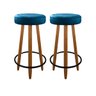 Kit com 2 Banquetas Altas Camila para Bancada Bar Cozinha Balcão com Pés Palito Madeira Azul Turques - 1