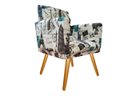 Ver imagem 2 de Poltrona Decorativa Bia Suede Paris Azul Pés Madeira Ms Decor
