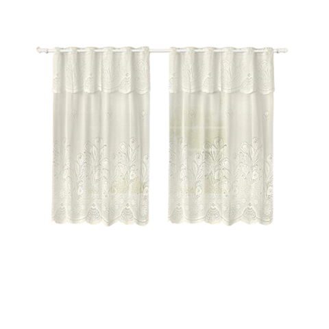 Cortina Renda Cozinha Tulipa Bege 2,00larg X 1,30alt