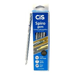 Caneta Esferográfica Spiro Gem Azul Corpo Prata 0.7mm Cis - 3