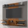 Painel para TV Até 55 Polegadas Atlas 6 Prateleiras com Vidro Titanium/Naturalle - Móveis Bechara - 1