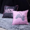 Ver imagem 6 de Kit Cobre Leito Colcha Solteiro Game Streamer Dupla Face com Almofadas Estampadas 05 Peças Cor Ros