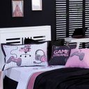 Ver imagem 4 de Kit Cobre Leito Colcha Solteiro Game Streamer Dupla Face com Almofadas Estampadas 05 Peças Cor Ros