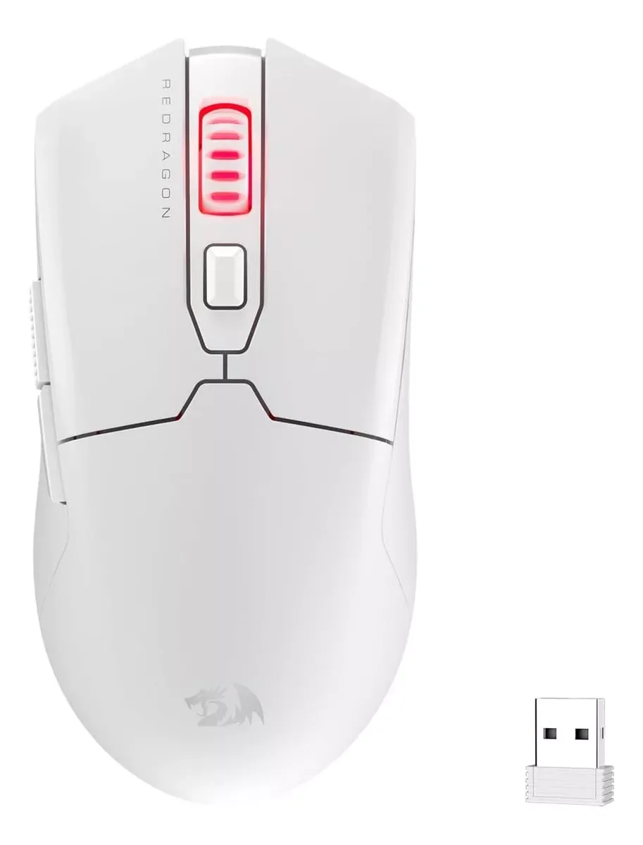 Mouse Gamer sem Fio Redragon Fyzu M995w-pro 26000 Dpi Cor Branco - 1