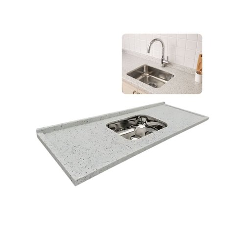 Pia Cozinha Granito Branco Pitaya 200cm Cuba Inox Completo:Granito Branco