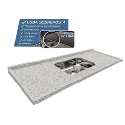 Pia Cozinha Granito Branco Pitaya 200cm Cuba Inox Completo:granito Branco - 2