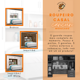 Roupeiro Modulado Cancun Casal Jequitibá Off White J&A Móveis - 8