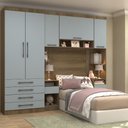 Ver imagem 1 de Quarto Modulado Solteiro 5 Portas 6 Gavetas Paris Luciane - Avelã/grey Sky