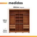 Ver imagem 3 de Guarda Roupas Casal 2 Portas de Correr 4 Gavetas Frisado com Espelho 100% MDF Flower