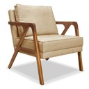 Ver imagem 3 de Kit 2 Poltronas Decorativa Luiza Linho Base em Madeira Castanho - Pallazio - Dourado