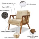 Ver imagem 6 de Kit 2 Poltronas Decorativa Luiza Linho Base em Madeira Castanho - Pallazio - Dourado