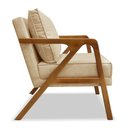 Ver imagem 5 de Kit 2 Poltronas Decorativa Luiza Linho Base em Madeira Castanho - Pallazio - Dourado