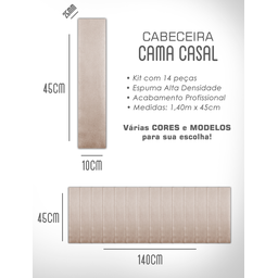 Kit 14 Cabeceiras Estofadas de Cama Box Comum Casal Modulada 1,40mx45cm - 9