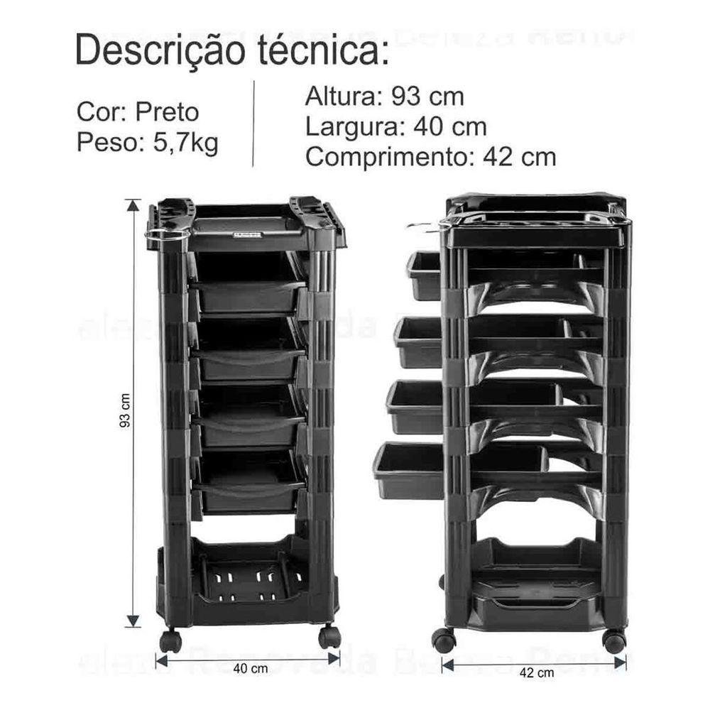 Kit 2 Carrinho Auxiliar Cabeleireiro Vegas 460 Multiuso - 8