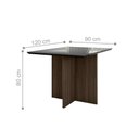 Ver imagem 2 de Mesa de Jantar 4 Lugares 1,20m Tampo com Vidro Veneza Amendoa Grafite