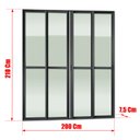 Ver imagem 4 de Porta Correr 4 Folhas Moveis 210 x 200 Elite c/Fecho Autom V.Liso Preto Brimak