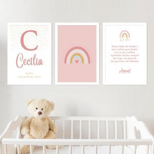 Kit Quadro Infantil Envie o Nome2 20x30 3 Pçs Arte na Arte Quadro Infantil